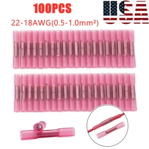 100 STCK. rot 18-22 Stärke Hitzeschrumpf Butt Draht Stecker Crimp Klemmen - Bild 1 von 11