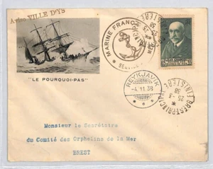 FRANCE Cover Maritime LE POURQUOI-PAS (TAAF) SHIP Illustrated 1938 ICELAND YF47 - Picture 1 of 8