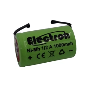 BATTERIA Ni-Mh formato 1/2 A 2/3 AF 1.2 V 1000mAh terminali a saldare tabs - Imagen 1 de 2