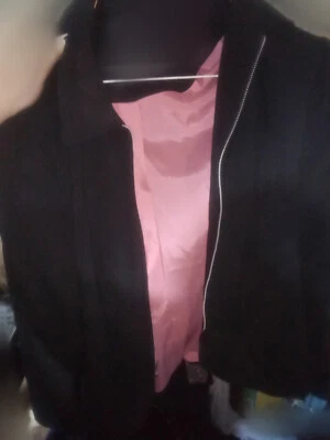 size 10 black zip blazer coat suit jacket pink polyester rayon spandex boho - Изображение 1 из 4