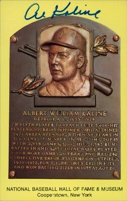 Al Kaline Signed Hall of Fame Cooperstown Plaque Postcard JSA Authenticated - Image 1 of 3