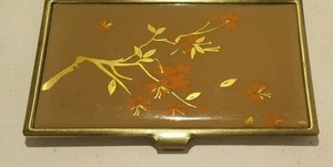 Messingfarbe Visitenkartenhalter Baumzweig & Blätter Glas Design A2 - Bild 1 von 11