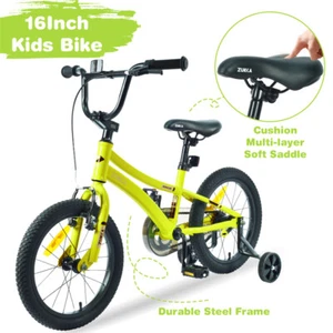 16" Wheel Kids' Bicycle w/Training Wheels Steel Frame Bike for 4-7 Years-Yellow - Picture 1 of 5