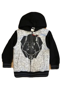 Boys XS Star Wars Zipper Front Hoodie Gray & Black Sweatshirt 100% Polyester - Picture 1 of 12
