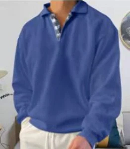 Camisas pulóver de manga larga para hombre - Sudaderas informales holgadas cuello en V Prendas para el torso - Imagen 1 de 16