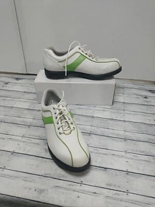 Callaway Women's Sport Thin Saddle Leather Golf Shoes 8.5 White Green  - Picture 1 of 9