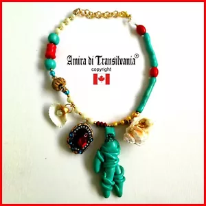 necklace woman jewelry pearl shell strass vintage accessories coral turquoise by - Picture 1 of 24