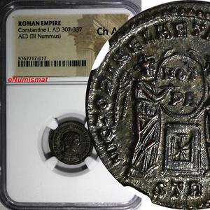 Impero Romano Costantino I AD 307-337 AE3 BI Nummus NGC Ch AU (017) - Foto 1 di 4