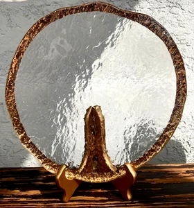 Stunning Vintage Recycled Glass 10” Dinner Plate gold rim Hollywood regency - Picture 1 of 5