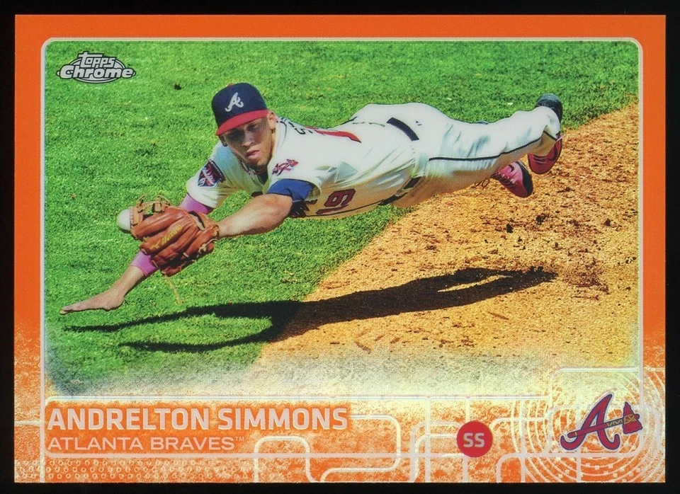 Andrelton Simmons 2015 Topps Chrome #9 ORANGE Refractor /25 Braves - Image 1 of 2