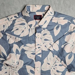 UNTUCKit Shirt Mens Medium Slim Fit Blue Floral Short Sleeve Conero Hawaiian - Picture 1 of 10