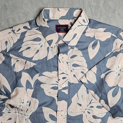UNTUCKit Shirt Mens Medium Slim Fit Blue Floral Short Sleeve Conero Hawaiian - Image 1 of 4