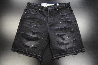 НОВЫЕ МУЖСКИЕ BBC 851-3107 МИЛЛИАРДЕР МАЛЬЧИКОВ КЛУБ BB ВНЕШНИЙ ПРЕДЕЛ ДЖИНСОВЫЕ ШОРТЫ ЧЕРНЫЙ - Изображение 1 из 4