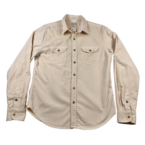 J Crew Shirt Mens Medium Slim Fit Beige Corduroy Work Button Up Pinwale Cotton - Picture 1 of 11