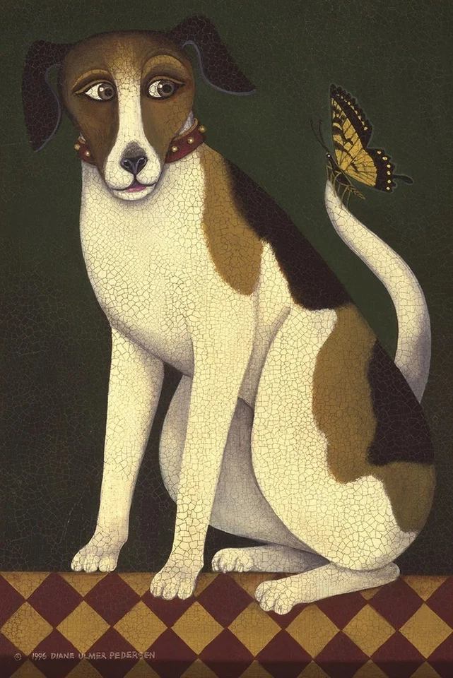 Temptation II Dog Butterfly, Diane Ulmer, Wall Decor Art Print Poster 18" x 12" - Image 1 of 1
