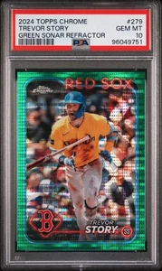 TREVOR STORY 2024 TOPPS #/99 GREEN SONAR REFRACTOR #279 BOSTON PSA 10 💎 💎 💎  - Picture 1 of 2