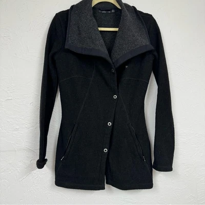 Прана черный и серый шерсти Snap Up кардиган свитер женщин XS резинке Gorpcore  - Изображение 1 из 4