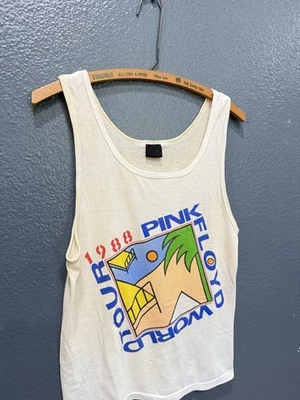Vintage 1988 Pink Floyd Tour White Band Tank Top Tee Size S/M Mens  - Image 1 of 4