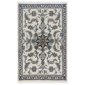 Alfombra persa nain 137 x 85 cm anudada a mano alfombra de lana oriental beige - Imagen 1 de 5