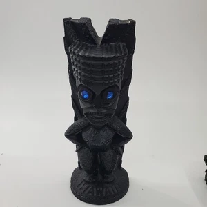 Vintage Coco Joes Kanaloa 6" Black Tiki Figure Blue Eyes - Picture 1 of 7