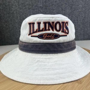 Vintage Illinois Fighting Illini Golf Bucket Hat Fitted Size L White Imperial - Picture 1 of 18