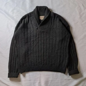 RRL RALPH LAUREN WOOL RICH KNIT VINTAGE SHAWL COLLAR MEN COLOR KHAKI SIZE L USED - Picture 1 of 24