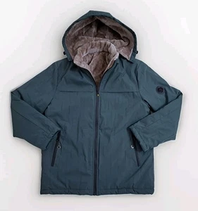 Softshell Parka Jacke mit Kapuze Herren Large Fleece gefüttert Mantel Full Zip grün  - Bild 1 von 11