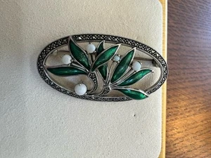 Broche prendedor vintage floral Art Nouveau de plata de ley - Imagen 1 de 5