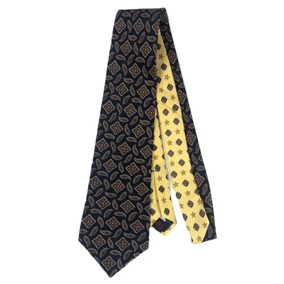 Corbata Tommy Hilfiger Azul Marino Amarillo Paisley Estrella Geométrica Seda EE. UU. DE COLECCIÓN AÑOS 90 Foto 1 de 4