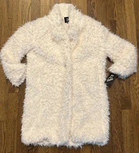Art Class Girl's Size Medium (8) Long Faux Fur Jacket Ivory - Picture 1 of 7