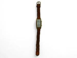 Ladies Orvis Dual Time Quartz Gold Tone Brown Leather Band Watch - Pre-Loved - Picture 1 of 12