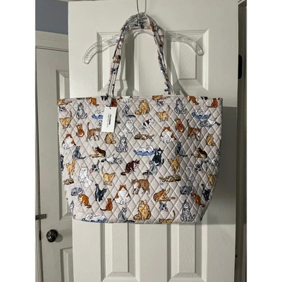 Bolso de Mano Vera Bradley A Cat's Life Grand Grande Acolchado Algodón Shopper Nuevo con Etiquetas Foto 1 de 4