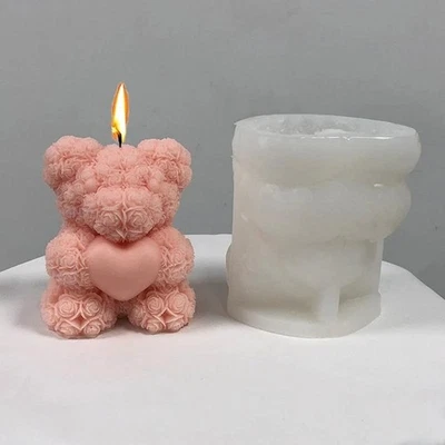 Molde de vela de silicona 3D para abrazo de oso lindo oso hágalo usted mismo jabón yeso resina para hacer decoración Foto 1 de 4