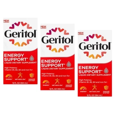 Paquete de 3 suplementos líquidos de vitamina y hierro de alta potencia de geritol de 12 oz cada uno Foto 1 de 4