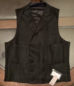 Paul Stuart Phineas Cole Gr. Small 100 % Seide Soie zweireihige Weste SCHWARZ neu - Bild 1 von 8