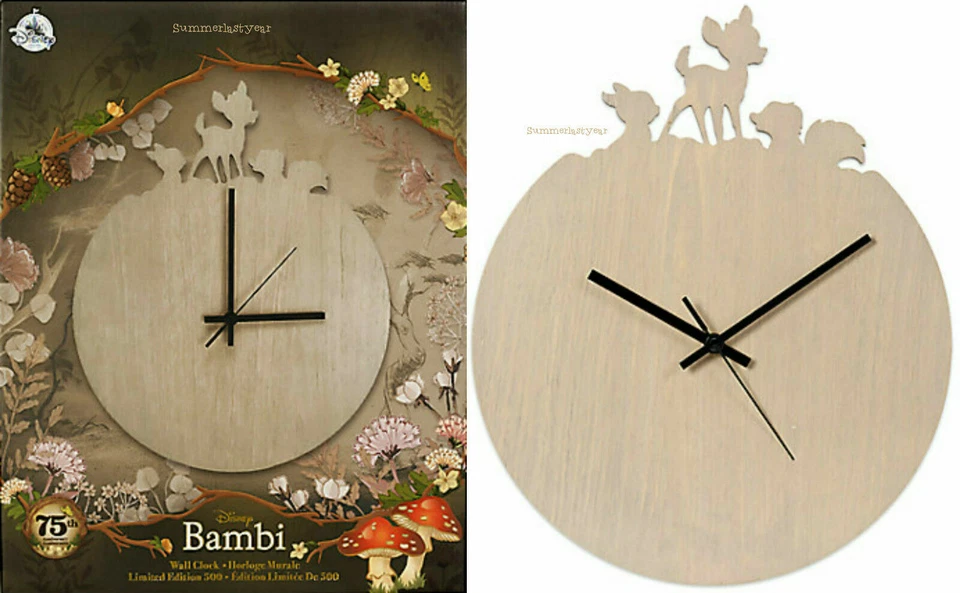 Nuevo reloj de pared de madera 2017 Disney D23 Expo Bambi 75 aniversario LE 500 Foto 1 de 3