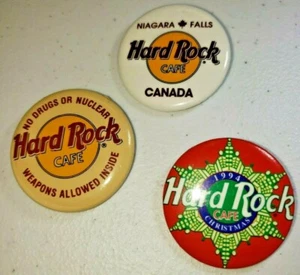 Lot Of 3 NEW Hard Rock Cafe Button Pins Niagara Falls Canada, 1994 Xmas No Drugs - Picture 1 of 2