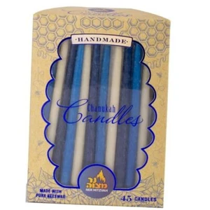 Beeswax Chanukah Candles Standard Size Fits Most Menorahs - Blue & White - Picture 1 of 2