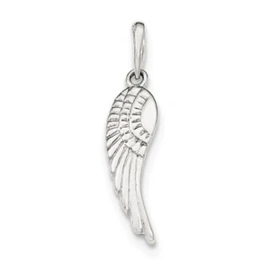 Sterling Silver Polished and Textured Angel Wing Pendant QC8420 - Picture 1 of 1
