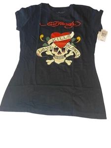 NWT Ed Hardy Love Kills Slowly Shirt-Black-Small - Picture 1 of 3