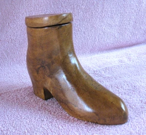 SELTENE HOLZ HANDGESCHNITZTE STIEFELFÖRMIGE "SCHATULLE" VINTAGE, AUSGEFALLENE SCHMUCKSCHATULLE - Bild 1 von 11