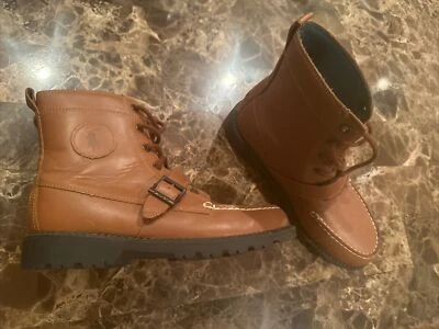 POLO by Ralph Lauren Combat Lace-up Leather Winter Boots Size 6 Boys WORN ONCE - Image 1 of 4