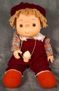 Ice Cream Doll J Shin Co. Maroon Corduroy Overalls Yarn Hair Jumbo 24” 1980 Vtg - Picture 1 of 21