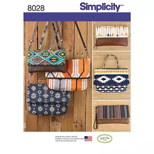 Simplicity 8028 BAGS Simplicity Sewing Pattern CLUTCH WRISTLET PURSE Skill: AVE - Picture 1 of 7