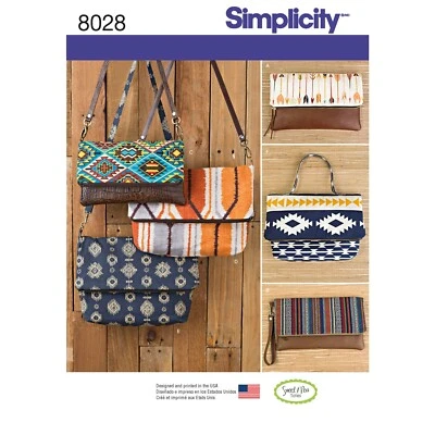 Simplicity 8028 BAGS Simplicity Sewing Pattern CLUTCH WRISTLET PURSE Skill: AVE - Image 1 of 4