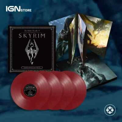 Skyrim Ultimate Edition Vinyl Soundtrack 4xLP Box Set IGN Exclusive Burgundy Red Foto 1 de 3