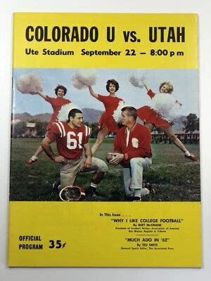 1962 Colorado vs Utah College Football Game Program 9/22/62 - Image 1 of 4