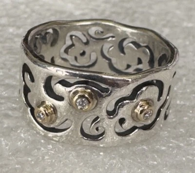 Genuine Pandora Silver & Gold Diamond Life's Path Ring 💕 Size 6.5 925 ALE - Image 1 of 4