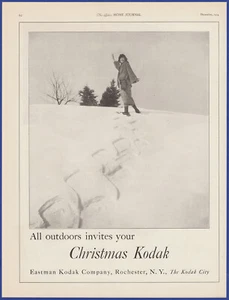 Vintage 1924 Kodak Kamera Film Fotografie Weihnachten Urlaub 1920er Print Ad - Bild 1 von 1