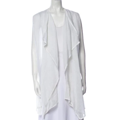 Eskandar NWT White Linen Gauze Open Front Vest Waistcoat Jacket Coastal Beachy  - Image 1 of 4